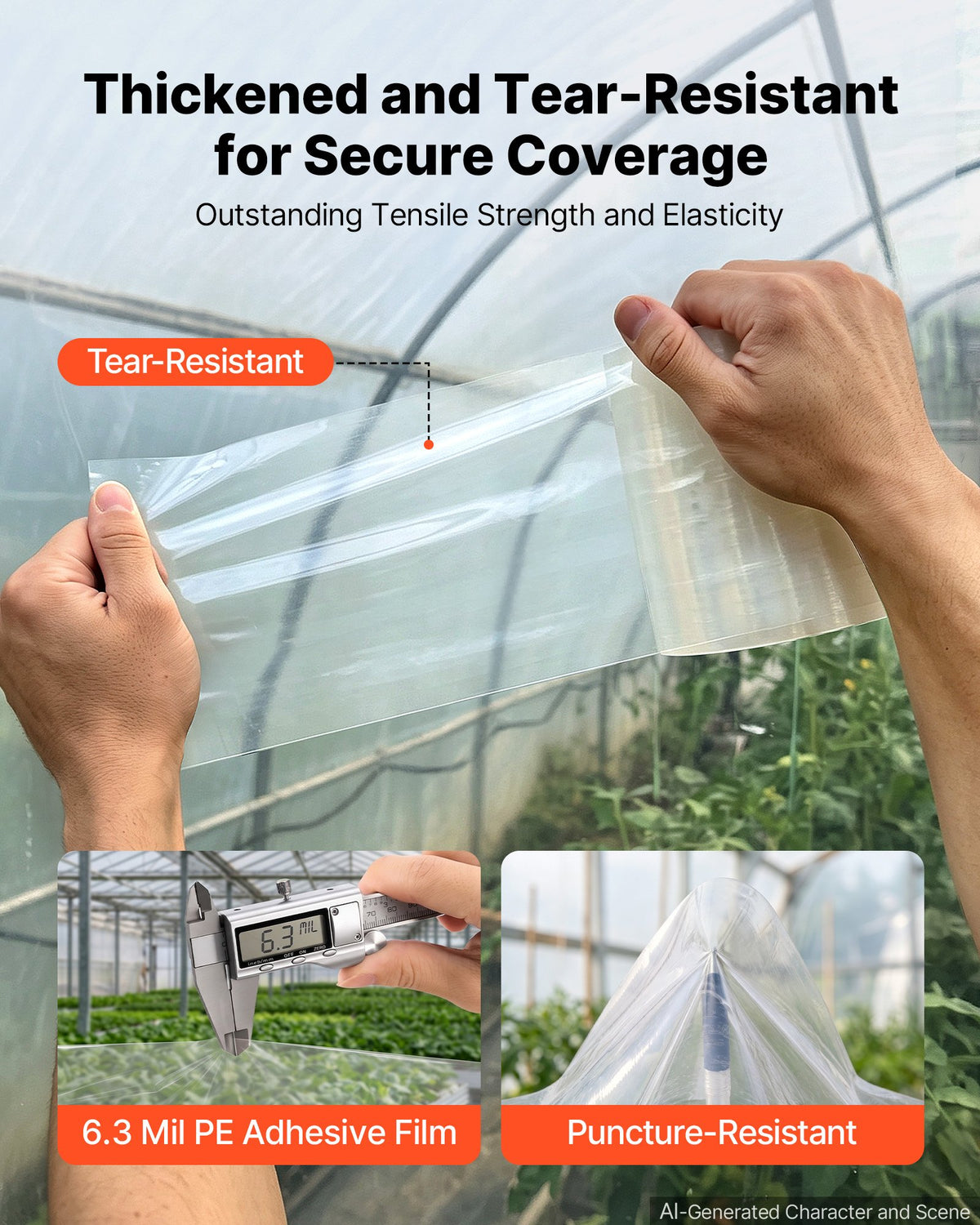 Greenhouse Repair Tape 0.15x32 m 0.15 mm Clear Polyethylene Patch, for Plastic Sheeting & Tent Seaming Sealing, Waterproof & Sun-Resistant, Heavy Duty Greenhouse Sheeting Coverings Film Tape