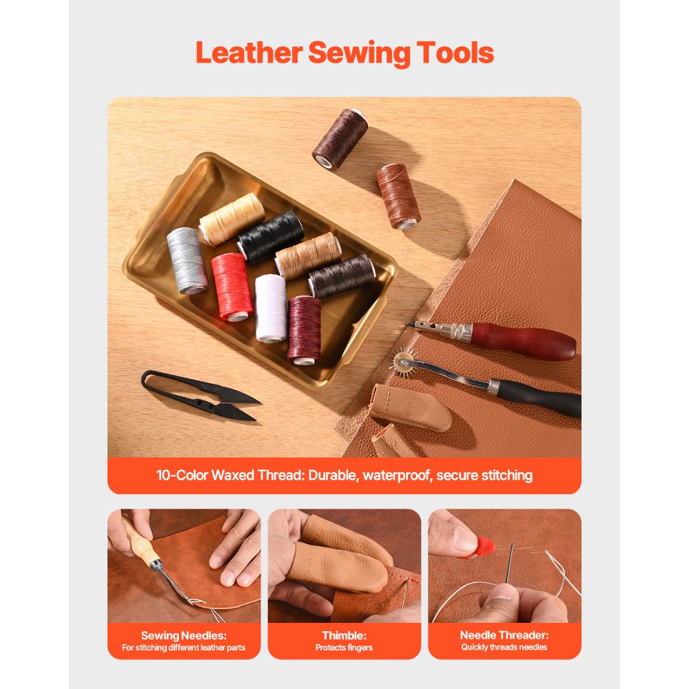 Leather Working Tools Kit 38 PCS Engraving Punching Stamping Sewing Tools