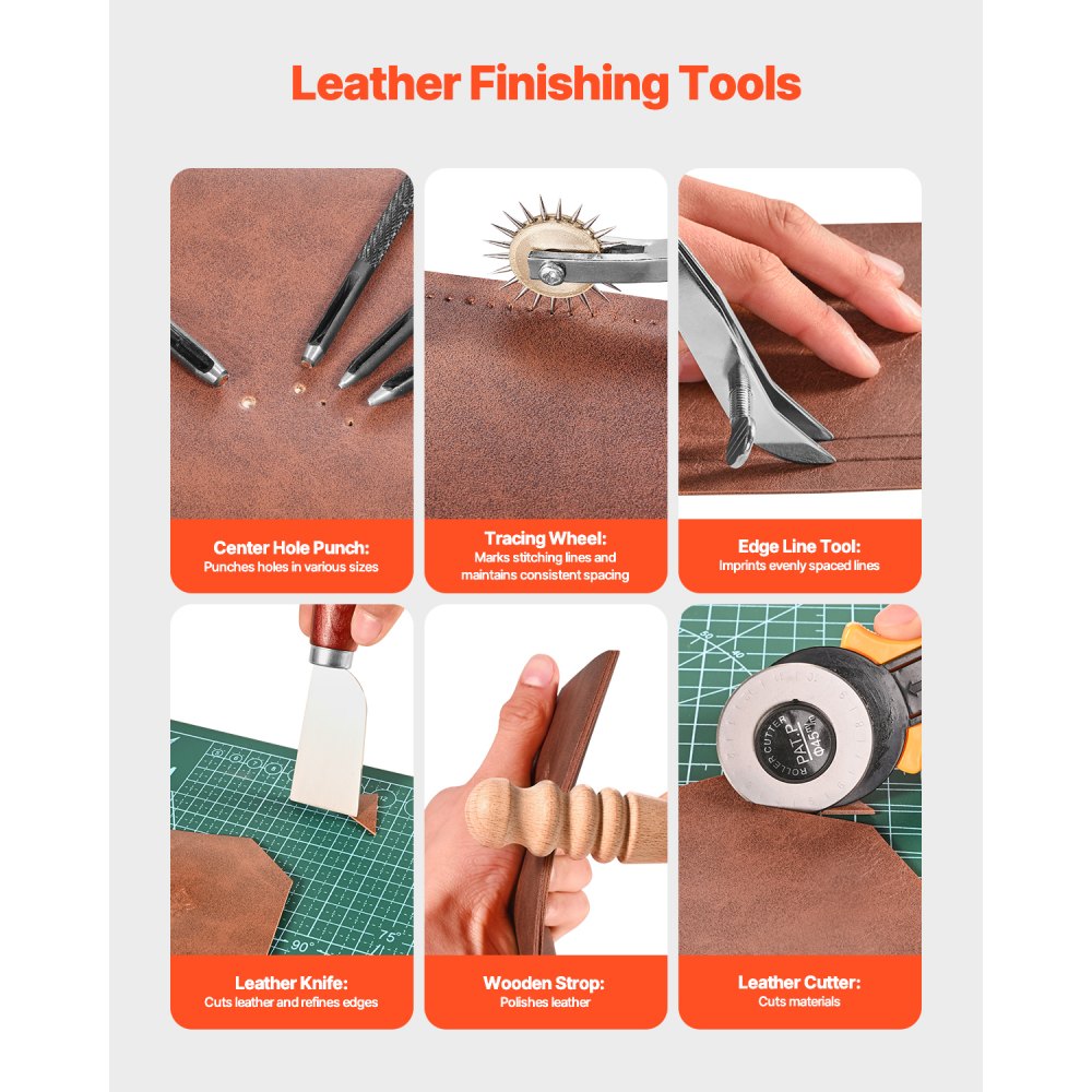 VEVOR Leather Working Tools Kit 61 PCS Engraving Punching Stamping Sewing Tools