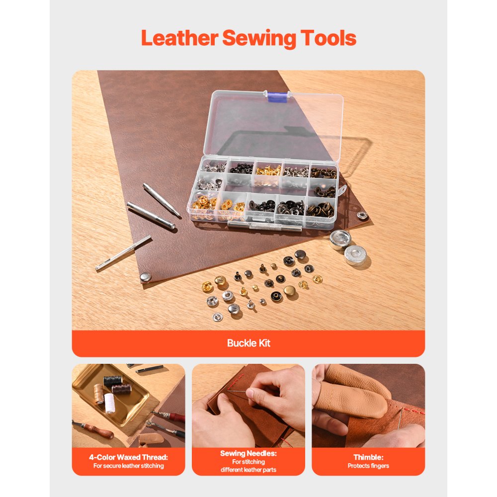 VEVOR Leather Working Tools Kit 61 PCS Engraving Punching Stamping Sewing Tools