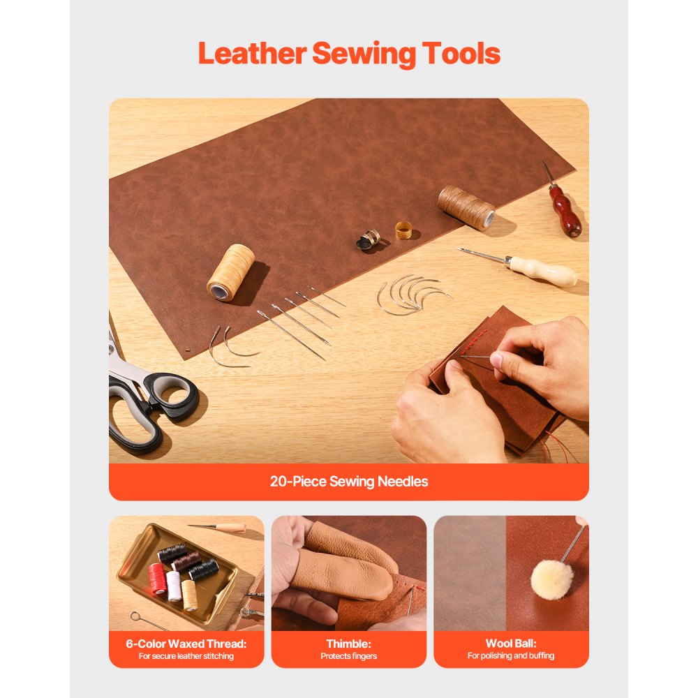 Leather Working Tools Kit 72 PCS Engraving Punching Stamping Sewing Tools