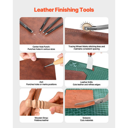 VEVOR Leather Working Tools Kit 92 PCS Engraving Punching Stamping Sewing Tools