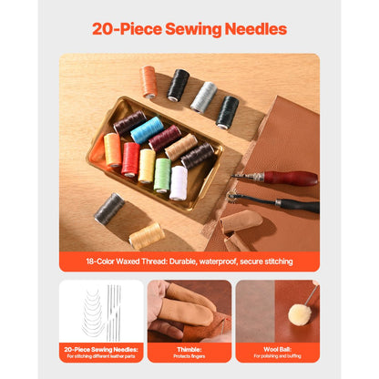 VEVOR Leather Working Tools Kit 92 PCS Engraving Punching Stamping Sewing Tools