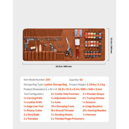 VEVOR Leather Working Tools Kit 92 PCS Engraving Punching Stamping Sewing Tools