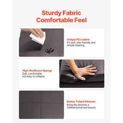 71 cm Square Leather Ottoman with Storage Coffee Table for Living Room