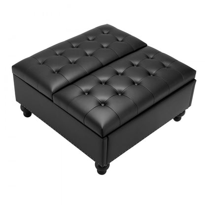 88 cm Square Leather Ottoman with Storage Coffee Table for Living Room