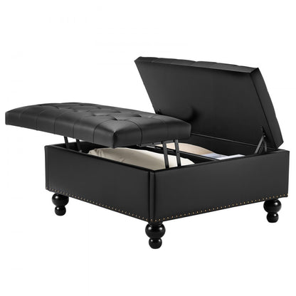 88 cm Square Leather Ottoman with Storage Coffee Table for Living Room
