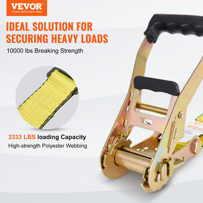 10-Pack Heavy-Duty Ratchet Tie Down Straps with Hooks, 1512 kg Load Capacity