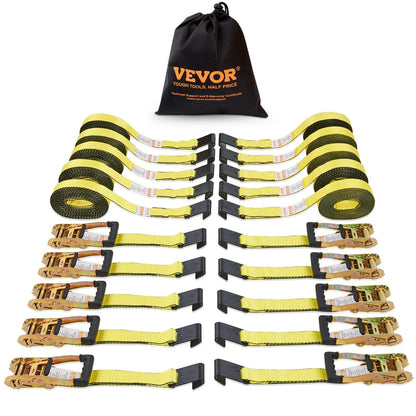 10-Pack Heavy-Duty Ratchet Tie Down Straps with Hooks, 1512 kg Load Capacity