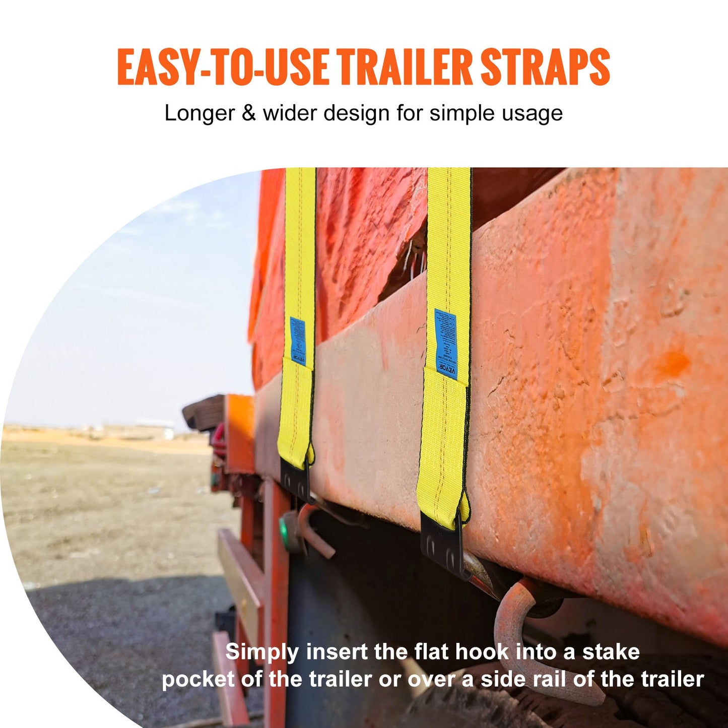 VEVOR Winch Straps, 10.2 cm x 9.1 m, 2.7T Load Capacity, 8.2T Break Strength, Truck