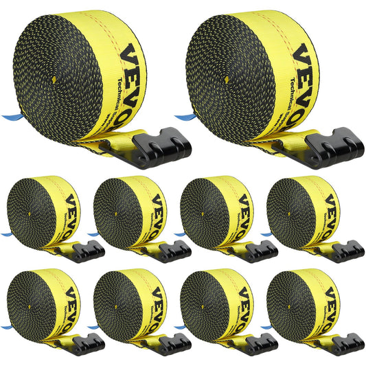 VEVOR Winch Straps, 10.2 cm x 9.1 m, 2.7T Load Capacity, 8.2T Break Strength, Truck