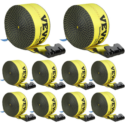 Heavy-Duty Winch Straps 10.2 cm x 9.1 m, 8.2T Strength, 10 Pack, Yellow