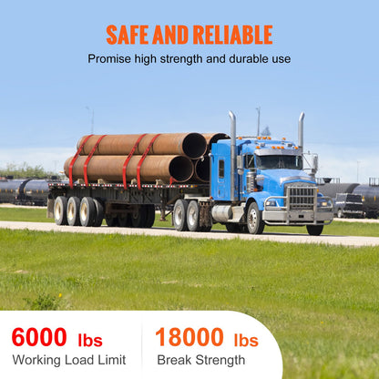 VEVOR Winch Straps, 10.2 cm x 9.1 m, 2.7T Load Capacity, 8.2T Breaking Strength,