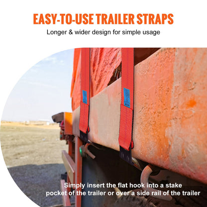 Heavy-Duty Red Winch Straps, 10.2cm x 9.1m, 2.7T Load, 8.2T Break, 10-Pack