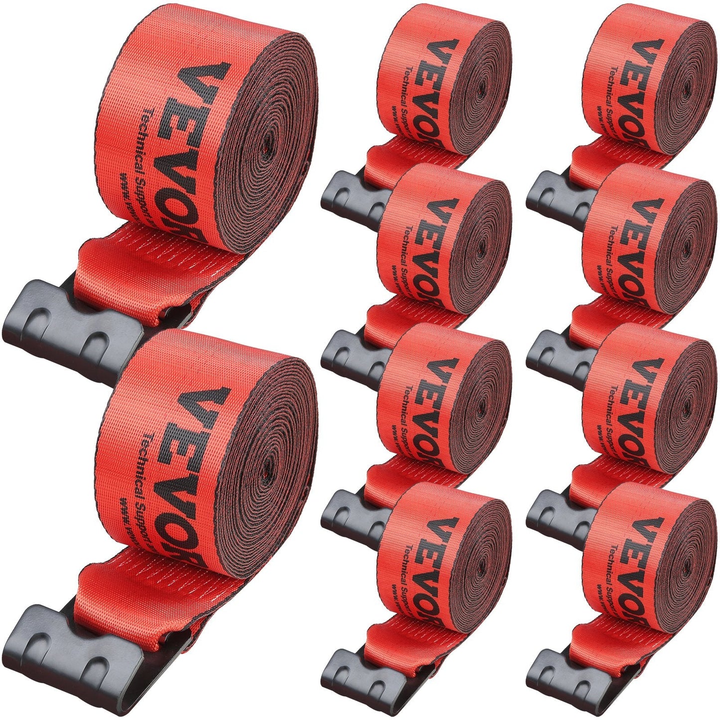 Heavy-Duty Red Winch Straps, 10.2cm x 9.1m, 2.7T Load, 8.2T Break, 10-Pack