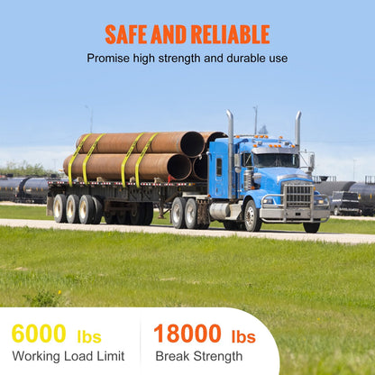Heavy-Duty Winch Straps 10.2cm x 12.2m, 2.7T Load, 8.2T Break Strength, 10 Pack