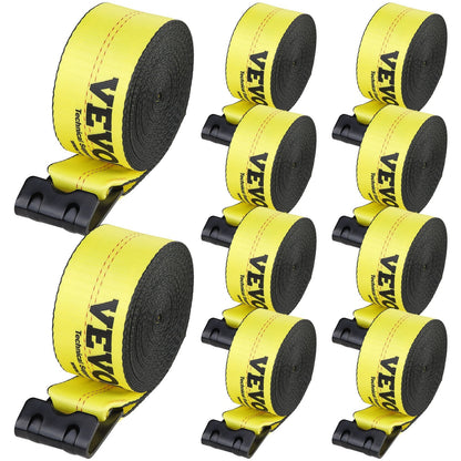 Heavy-Duty Winch Straps 10.2cm x 12.2m, 2.7T Load, 8.2T Break Strength, 10 Pack