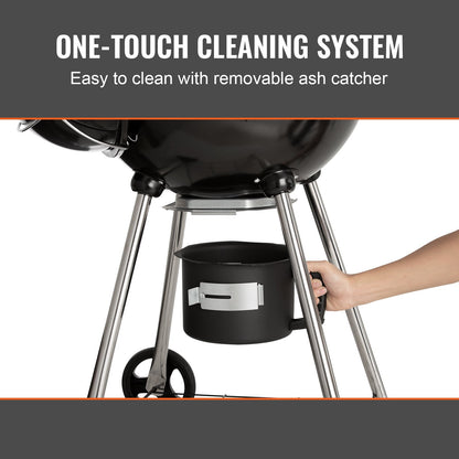 VEVOR 22" Kettle Charcoal Grill, Premium Kettle Grill with Wheels Grate and Cover,