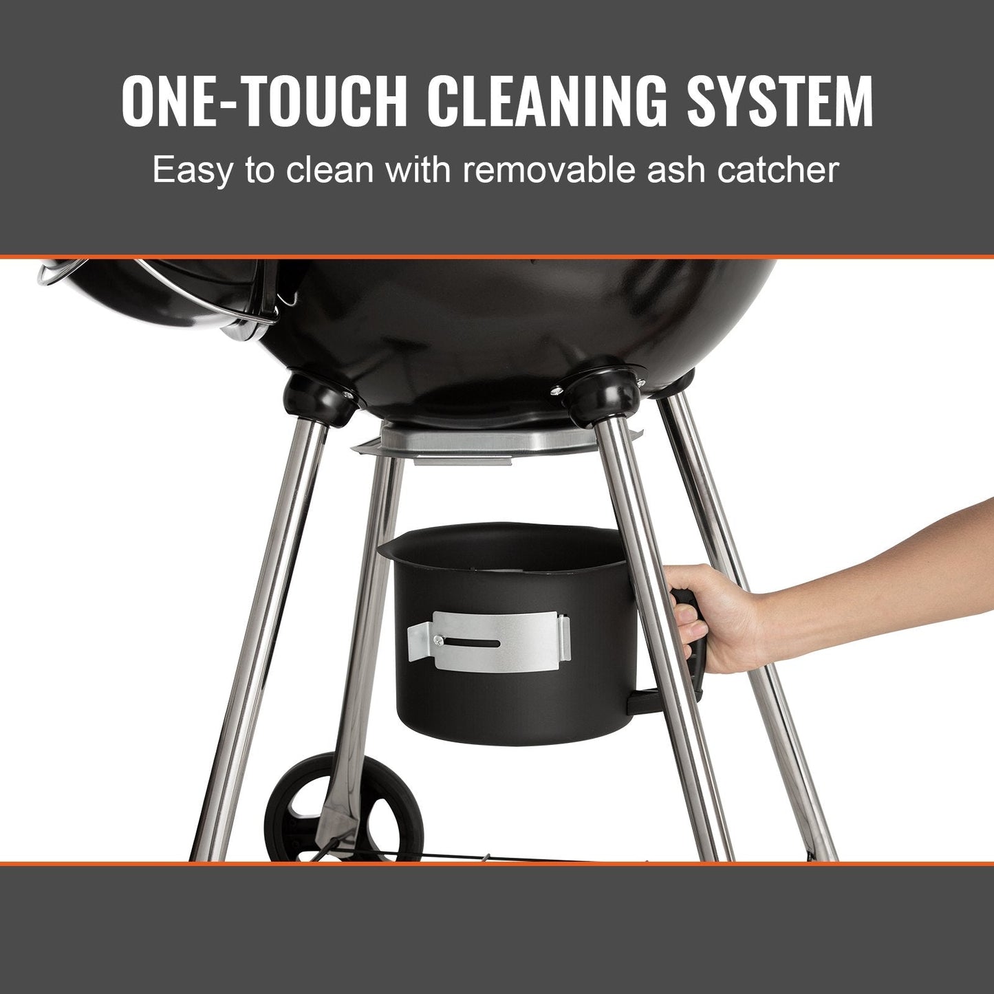 Premium 0.56 Meter Charcoal Grill with Wheels, Thermometer & Ash Catcher