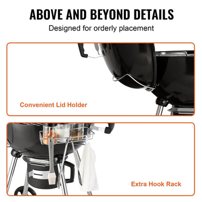 Premium 0.56 Meter Charcoal Grill with Wheels, Thermometer & Ash Catcher