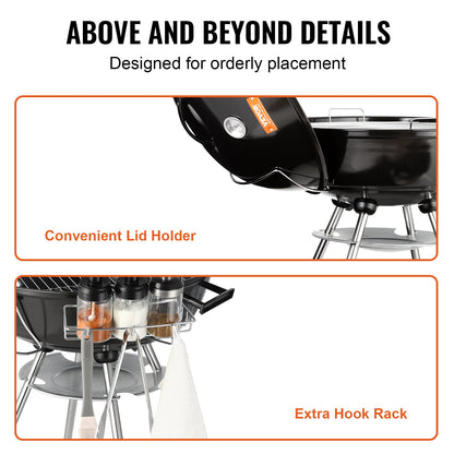 VEVOR 22 inch Kettle Charcoal Grill, Premium Kettle Grill with Wheels and Cover,