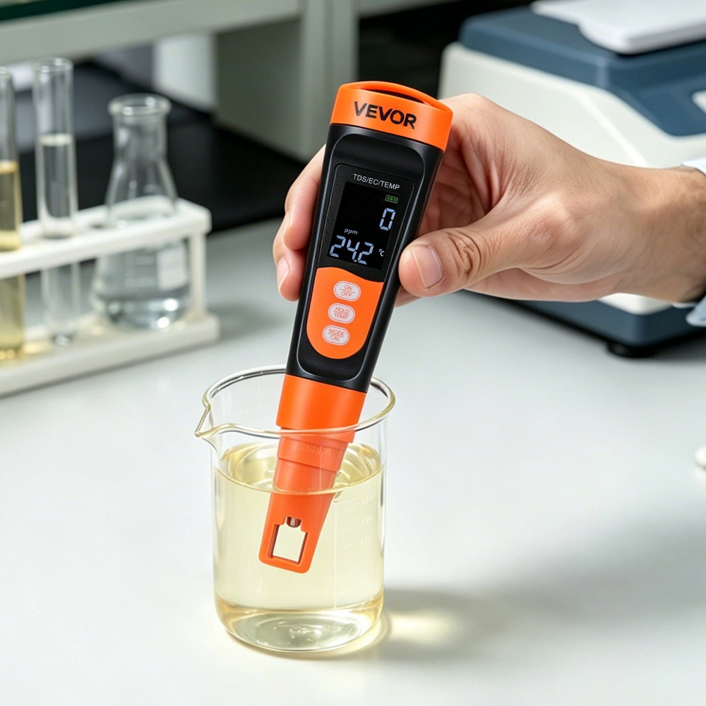 TDS Meter, 0-9990 ppm Measuring Range, EC (Conductivity) /TDS (ppm) Multi-Parameter Measurement, Digital Water Tester with ATC, Clear VA Display Screen, for Drinking Water Quality Testing