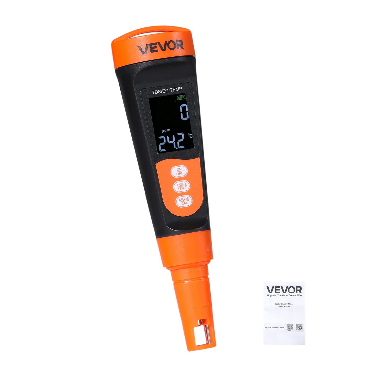 TDS Meter, 0-9990 ppm Measuring Range, EC (Conductivity) /TDS (ppm) Multi-Parameter Measurement, Digital Water Tester with ATC, Clear VA Display Screen, for Drinking Water Quality Testing