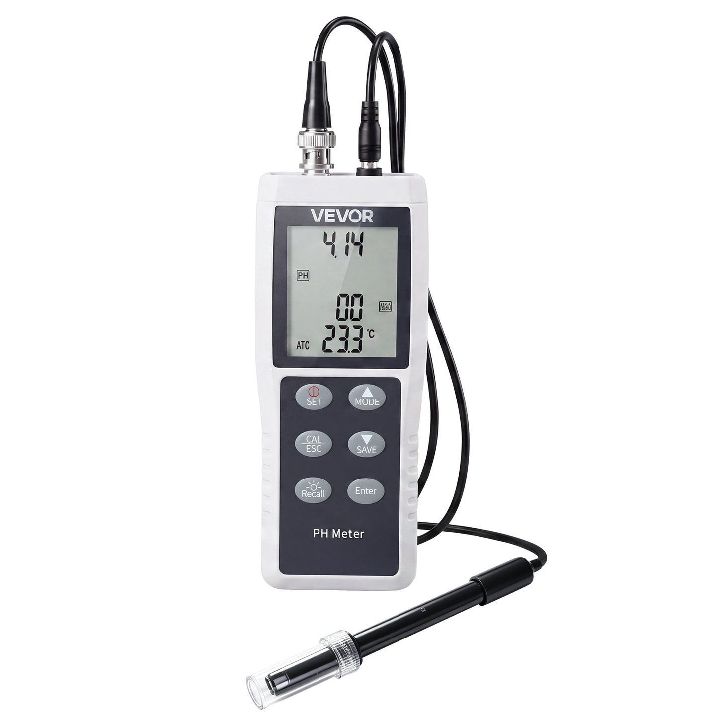 pH Meter, 0-14 pH Range, IP68 Waterproof Probe, 3-Point Auto Calibration, Portable Tester Kit with Calibration Powder Packets, Temperature Probe, Carrying Case, for Drinking Water, Hydroponics