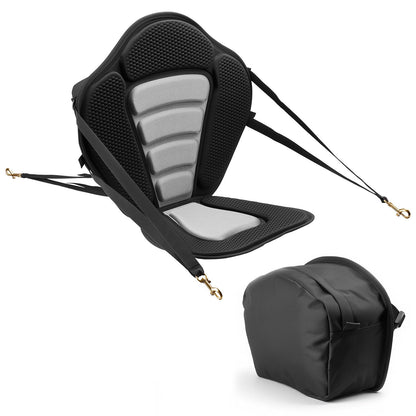 Kayak Seat, 1 Pack 12 mm Thick, Universal Paddle Board Seat with Back Support, Sit-on-Top Soft Padded Cushion with Storage Bag & Adjustable Straps for SUP, Canoe, Fishing Boat, Inflatable Kayak