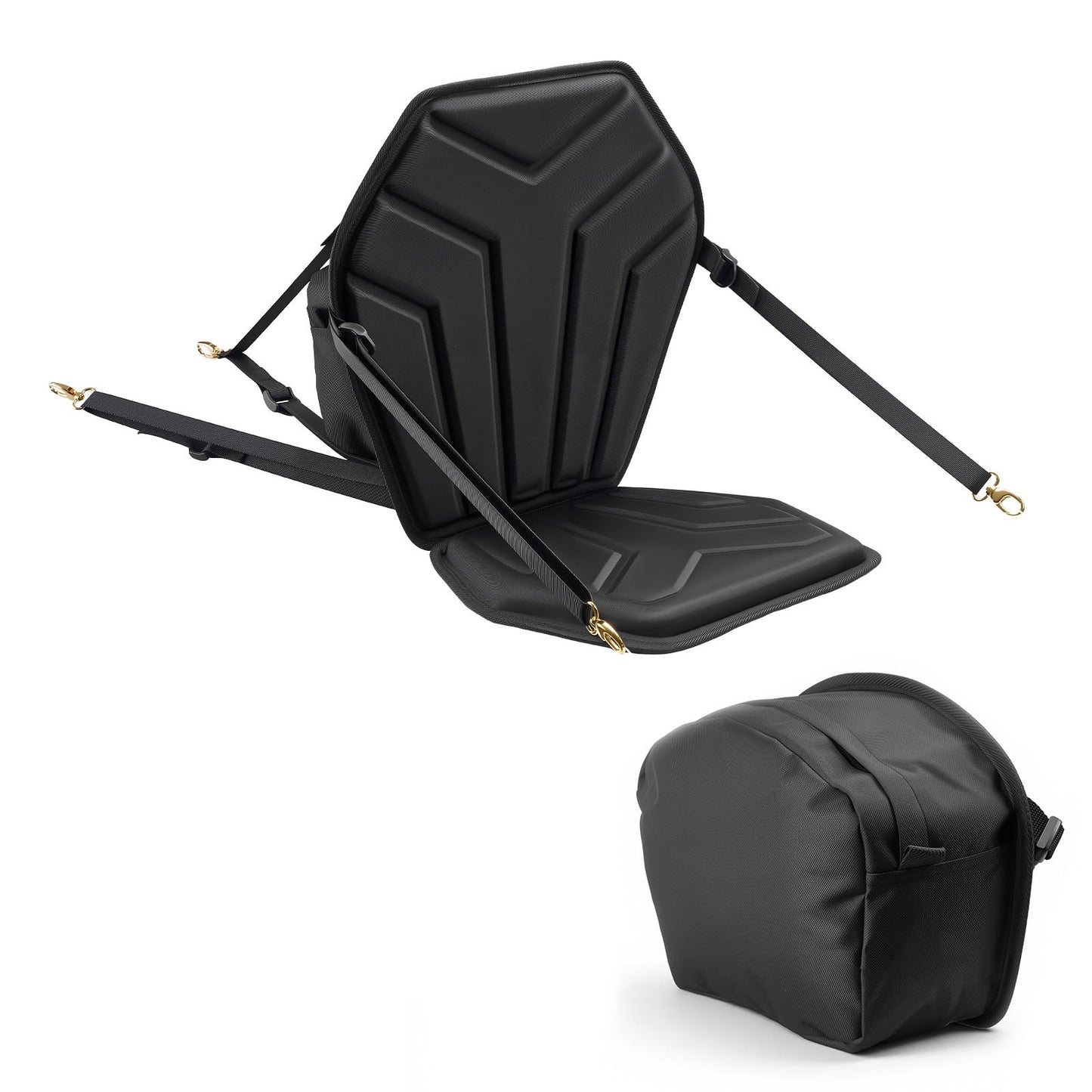 Kayak Seat, 1 Pack 31 mm Thick, Universal Paddle Board Seat with Back Support, Hexagonal Sit-on-Top Soft Padded Cushion with Storage Bag & Adjustable Straps for SUP, Fishing/Inflatable Kayak