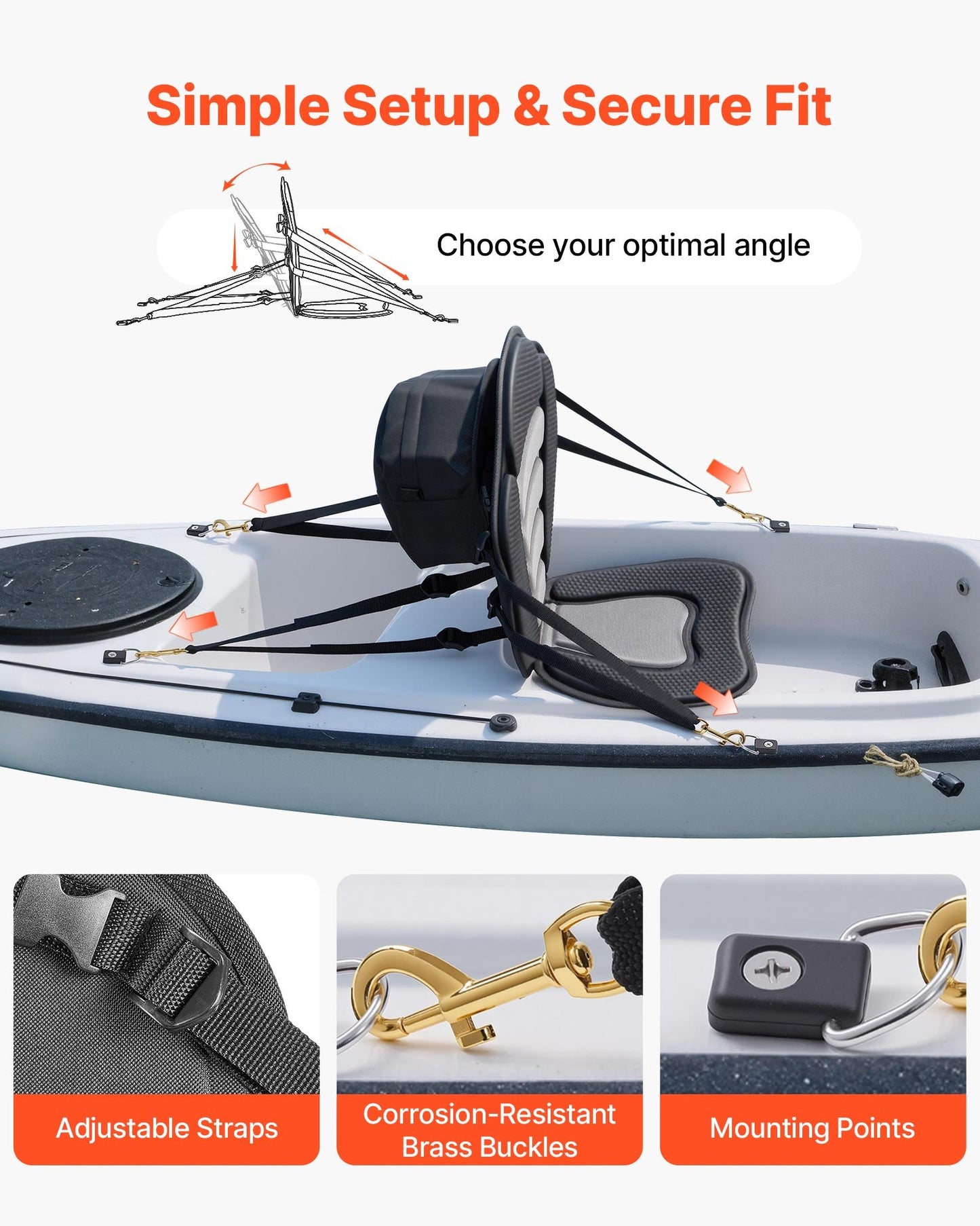Kayak Seat, 2 Pack 12 mm Thick, Universal Paddle Board Seat with Back Support, Sit-on-Top Soft Padded Cushion with Storage Bag & Adjustable Straps for SUP, Canoe, Fishing Boat, Inflatable Kayak