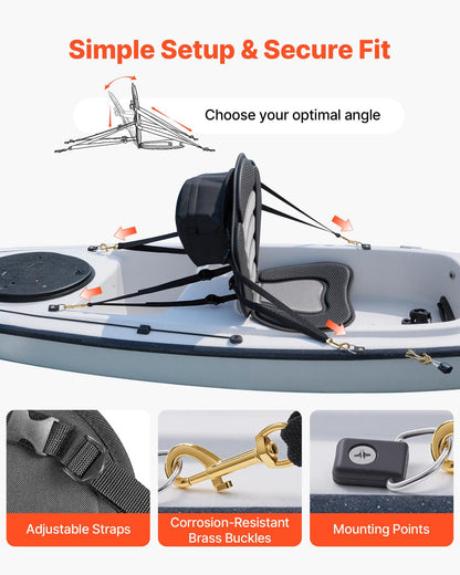 Kayak Seat, 2 Pack 12 mm Thick, Universal Paddle Board Seat with Back Support, Sit-on-Top Soft Padded Cushion with Storage Bag & Adjustable Straps for SUP, Canoe, Fishing Boat, Inflatable Kayak