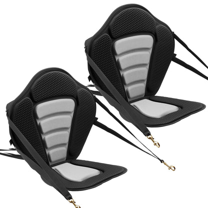Kayak Seat, 2 Pack 12 mm Thick, Universal Paddle Board Seat with Back Support, Sit-on-Top Soft Padded Cushion with Storage Bag & Adjustable Straps for SUP, Canoe, Fishing Boat, Inflatable Kayak