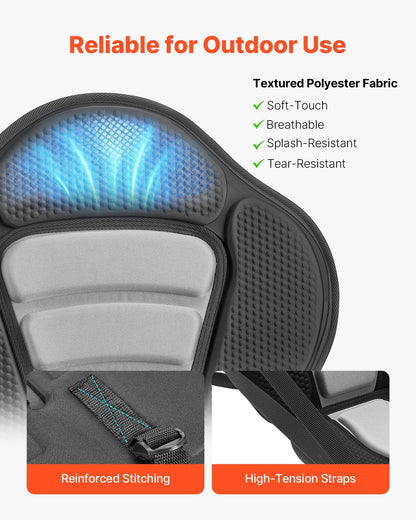 Kayak Seat, 2 Pack 53 mm Thick, Universal Paddle Board Seat with Back Support, Sit-on-Top Soft Padded Cushion with Storage Bag & Adjustable Straps for SUP, Canoe, Fishing Boat, Inflatable Kayak