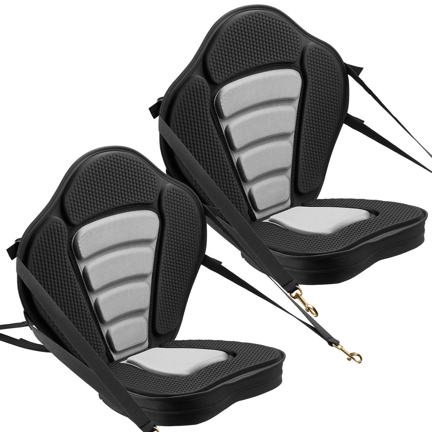 Kayak Seat, 2 Pack 53 mm Thick, Universal Paddle Board Seat with Back Support, Sit-on-Top Soft Padded Cushion with Storage Bag & Adjustable Straps for SUP, Canoe, Fishing Boat, Inflatable Kayak