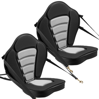 Kayak Seat, 2 Pack 53 mm Thick, Universal Paddle Board Seat with Back Support, Sit-on-Top Soft Padded Cushion with Storage Bag & Adjustable Straps for SUP, Canoe, Fishing Boat, Inflatable Kayak