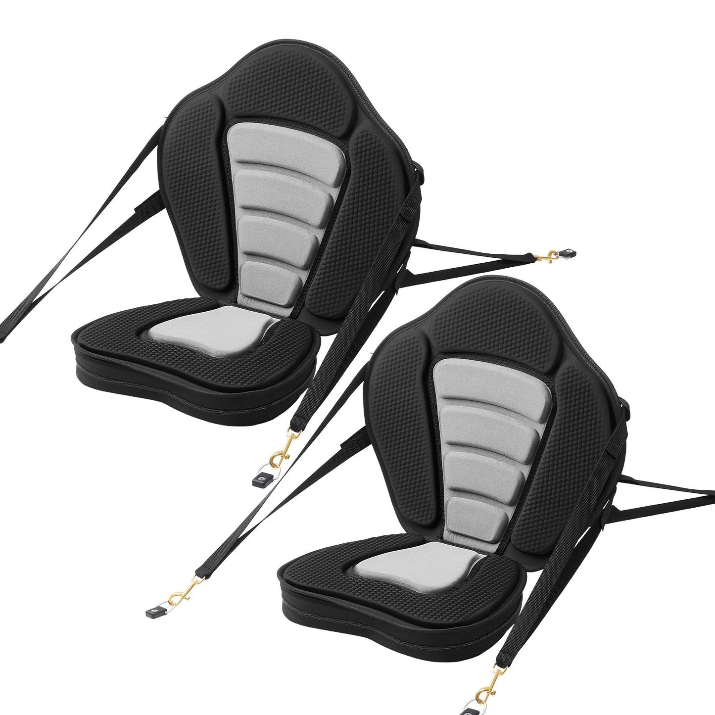 Kayak Seat, 2 Pack 53 mm Thick, Universal Paddle Board Seat with Back Support, Sit-on-Top Soft Padded Cushion with Storage Bag & Adjustable Straps for SUP, Canoe, Fishing Boat, Inflatable Kayak
