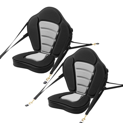 Kayak Seat, 2 Pack 53 mm Thick, Universal Paddle Board Seat with Back Support, Sit-on-Top Soft Padded Cushion with Storage Bag & Adjustable Straps for SUP, Canoe, Fishing Boat, Inflatable Kayak