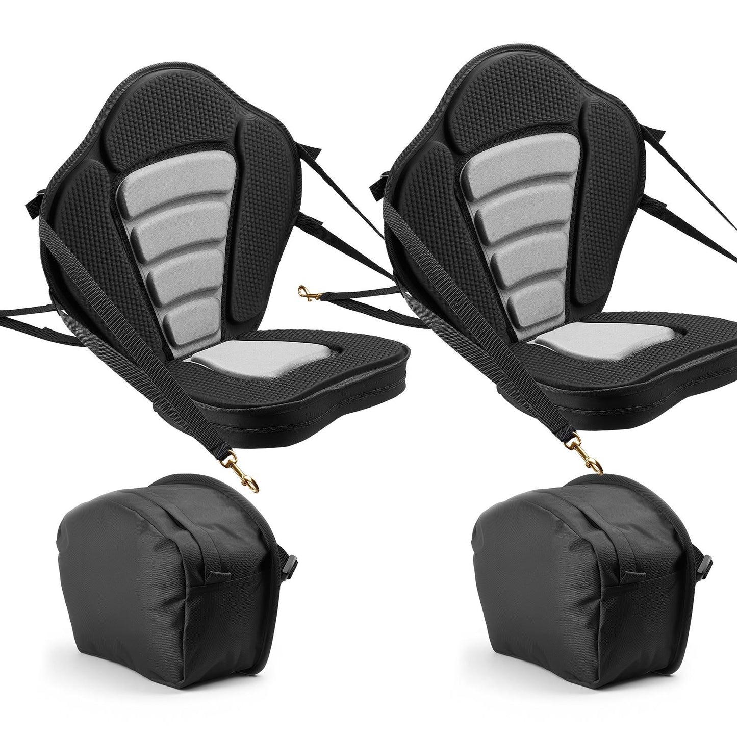 Kayak Seat, 2 Pack 53 mm Thick, Universal Paddle Board Seat with Back Support, Sit-on-Top Soft Padded Cushion with Storage Bag & Adjustable Straps for SUP, Canoe, Fishing Boat, Inflatable Kayak