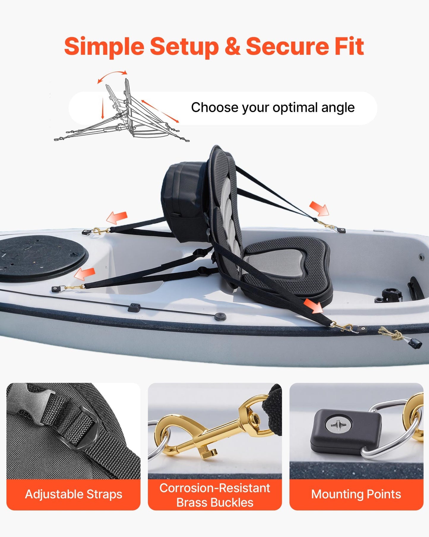 Kayak Seat, 1 Pack 65 mm Thick, Universal Paddle Board Seat with Back Support, Sit-on-Top Soft Padded Cushion with Storage Bag & Adjustable Straps for SUP, Canoe, Fishing Boat, Inflatable Kayak