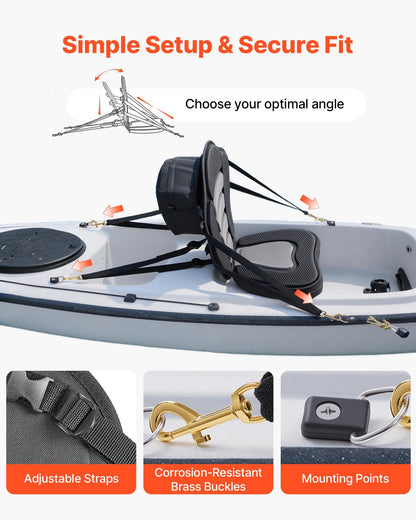 Kayak Seat, 1 Pack 65 mm Thick, Universal Paddle Board Seat with Back Support, Sit-on-Top Soft Padded Cushion with Storage Bag & Adjustable Straps for SUP, Canoe, Fishing Boat, Inflatable Kayak