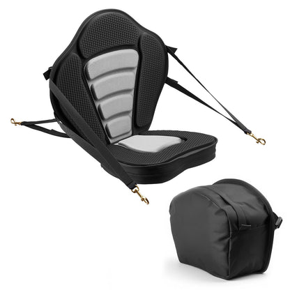 Kayak Seat, 1 Pack 65 mm Thick, Universal Paddle Board Seat with Back Support, Sit-on-Top Soft Padded Cushion with Storage Bag & Adjustable Straps for SUP, Canoe, Fishing Boat, Inflatable Kayak