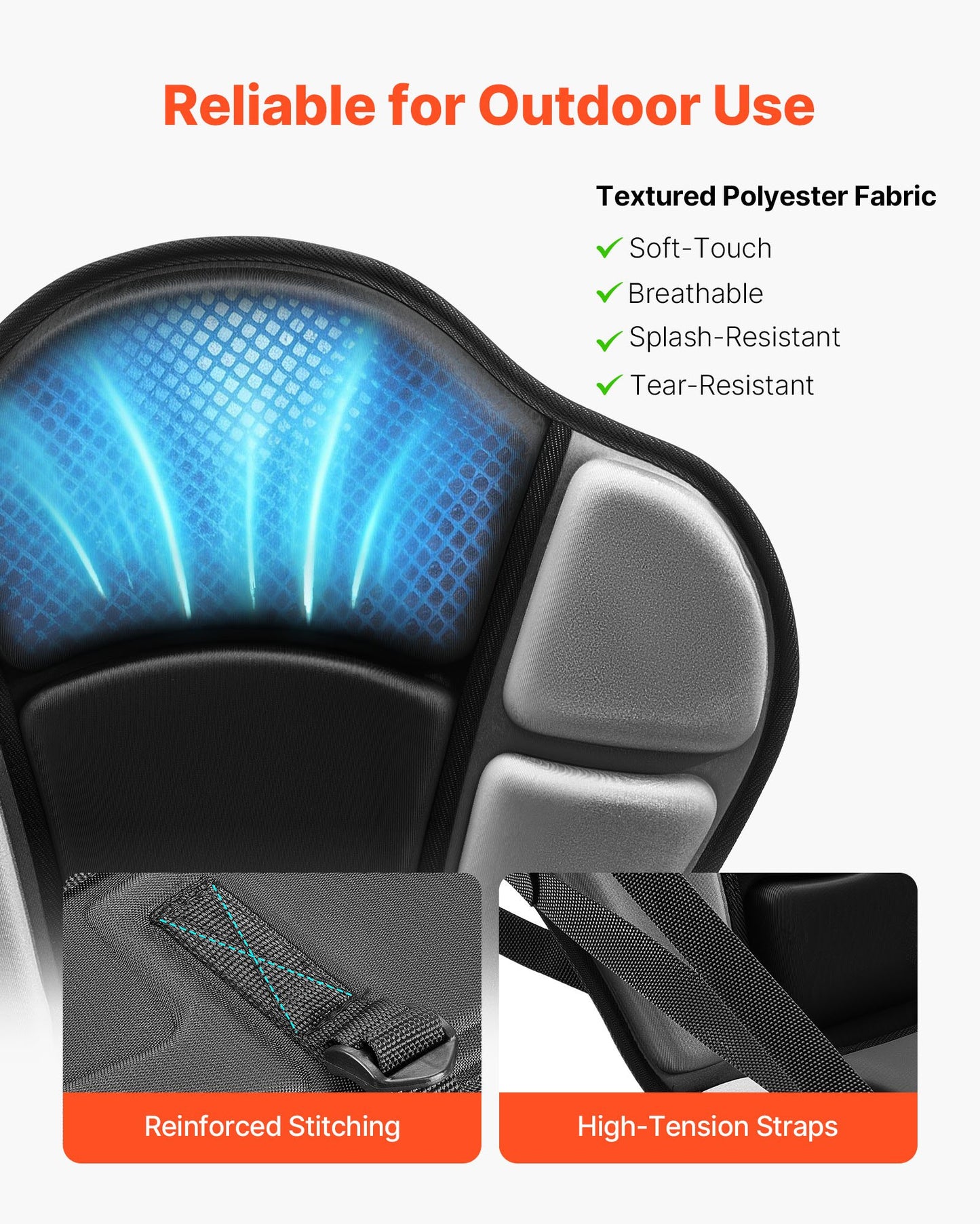 Kayak Seat, 1 Pack 31 mm Thick, Universal Paddle Board Seat with Back Support, Sit-on-Top Soft Padded Cushion with Storage Bag & Adjustable Straps for SUP, Fishing/Inflatable Kayak, Rowboat