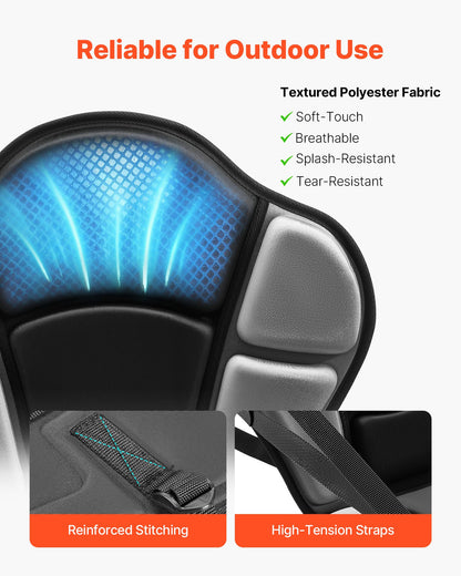Kayak Seat, 1 Pack 31 mm Thick, Universal Paddle Board Seat with Back Support, Sit-on-Top Soft Padded Cushion with Storage Bag & Adjustable Straps for SUP, Fishing/Inflatable Kayak, Rowboat