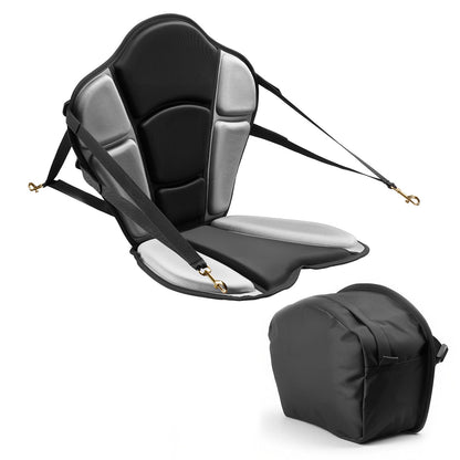 Kayak Seat, 1 Pack 31 mm Thick, Universal Paddle Board Seat with Back Support, Sit-on-Top Soft Padded Cushion with Storage Bag & Adjustable Straps for SUP, Fishing/Inflatable Kayak, Rowboat