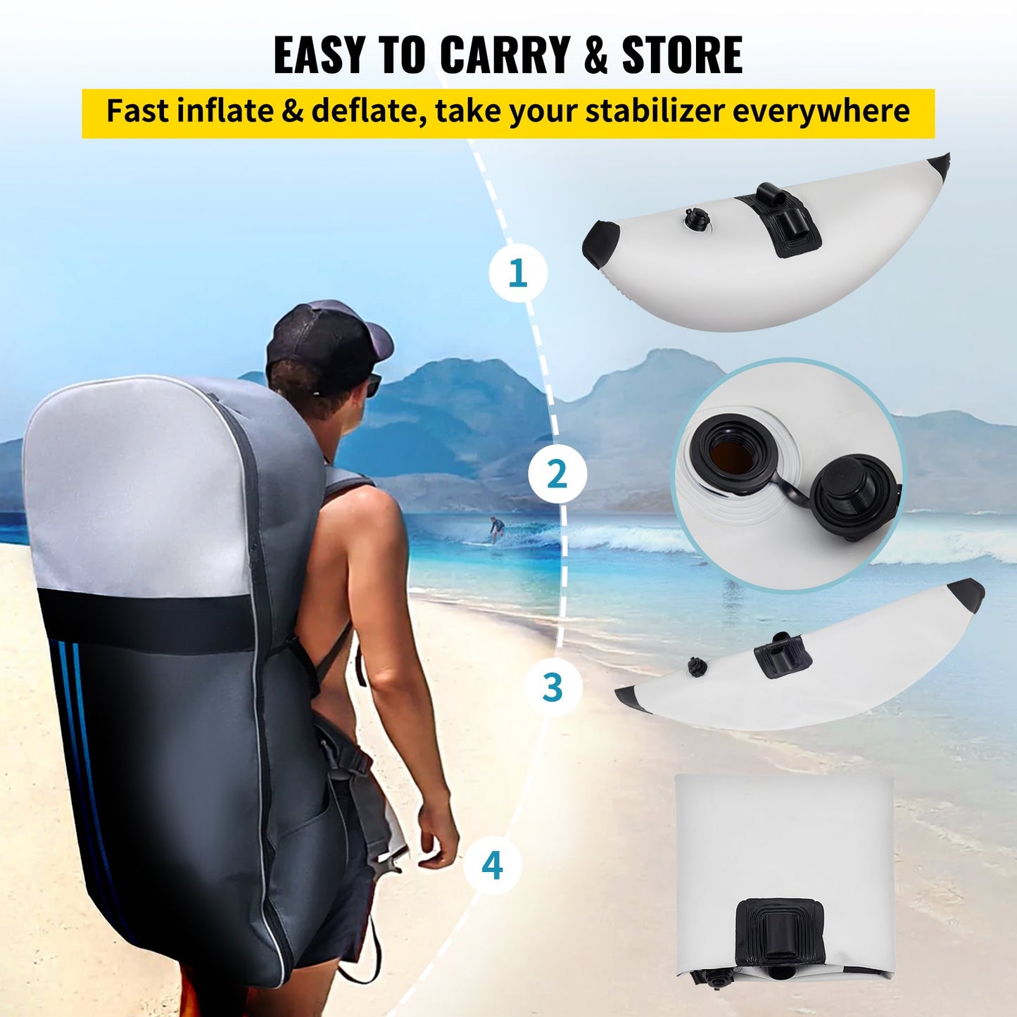 VEVOR Kayak Outrigger Stabilizers, 2 PCS, PVC Inflatable Outrigger Float with Sidekick