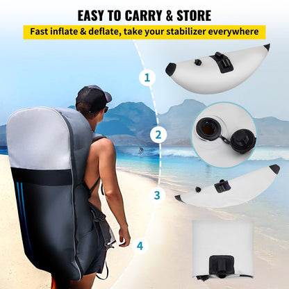 Inflatable Kayak Stabilizer Kit, PVC Outrigger Floats for Canoes & Fishing Boats