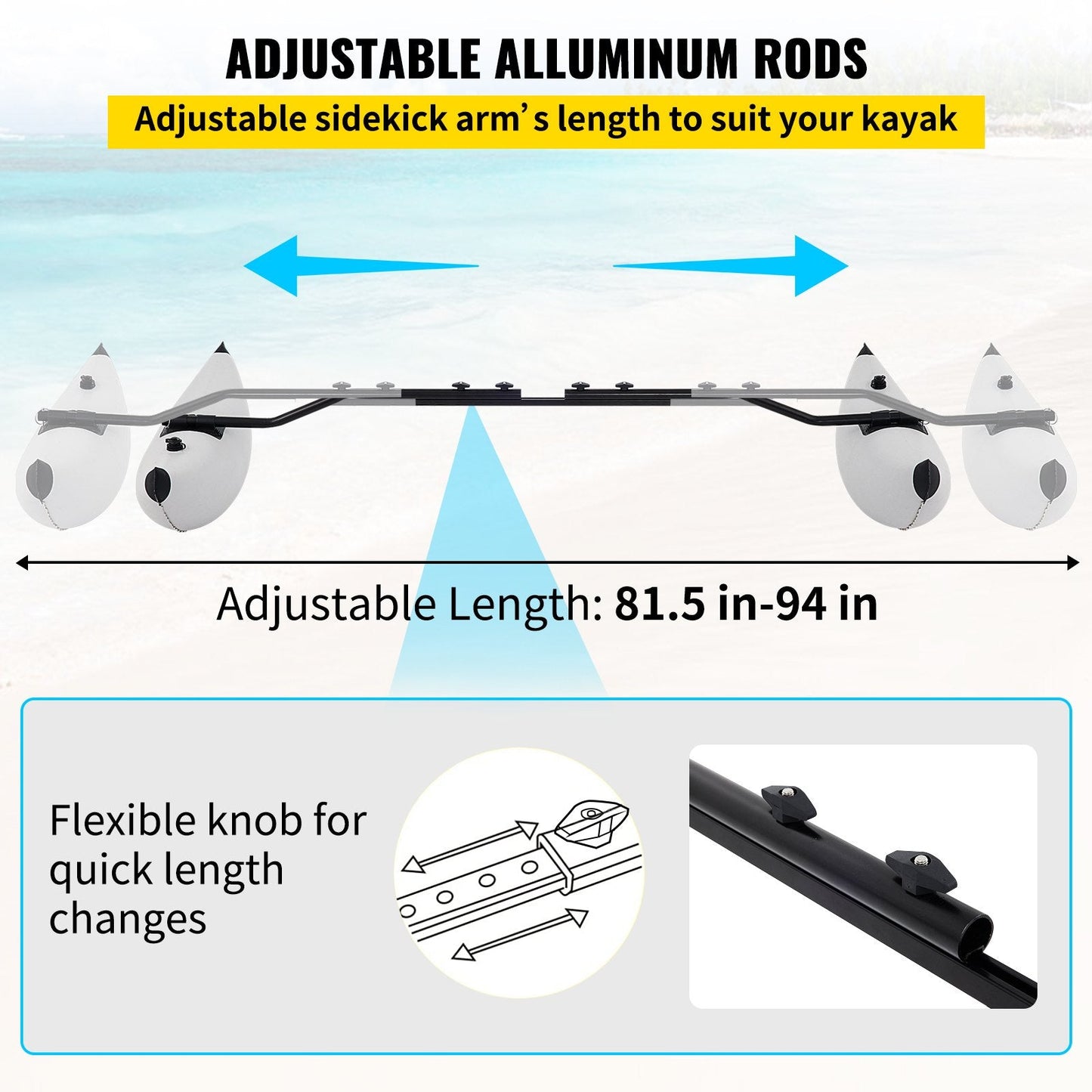 Inflatable Kayak Stabilizer Kit, PVC Outrigger Floats for Canoes & Fishing Boats
