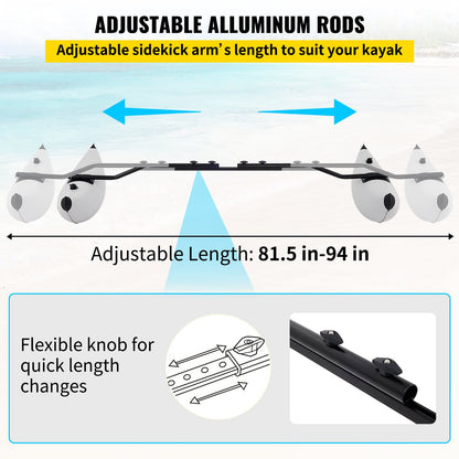 VEVOR Kayak Outrigger Stabilizers, 2 PCS, PVC Inflatable Outrigger Float with Sidekick