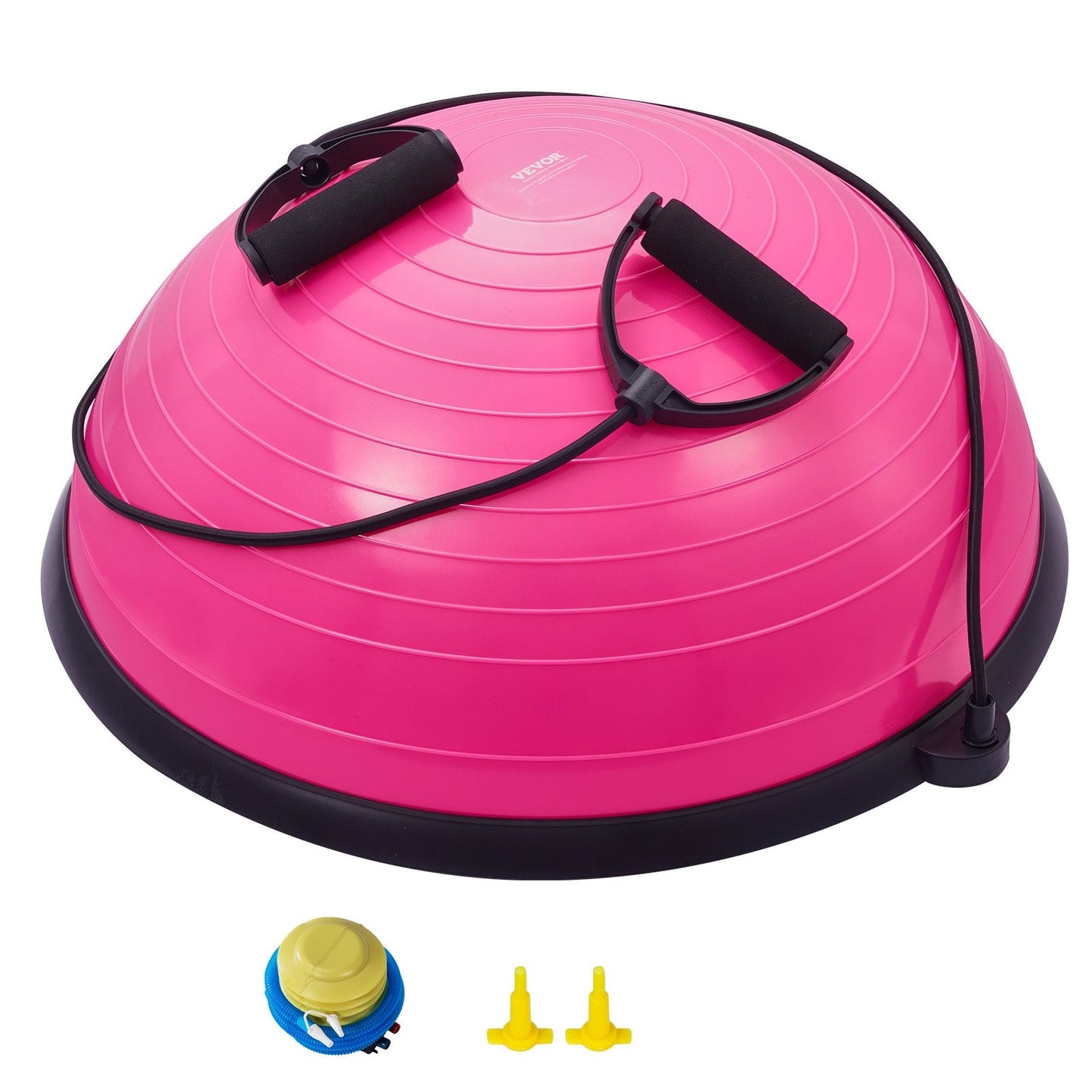 Half Balance Ball Trainer, 0.58m Stability Ball, 300kg Capacity, Pink, with Bands